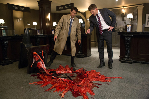 Supernatural -- "Hunteri Heroici" -- Image SN808a_2698 – Pictured (L-R): Misha Collins as Castiel and Jensen Ackles as Dean -- Credit: Jack Rowand/The CW -- © 2012 The CW Network. All Rights Reserved